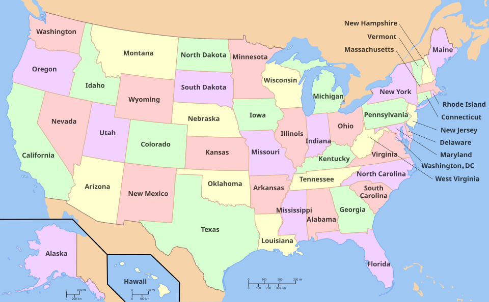 U.S. map (illustrative)